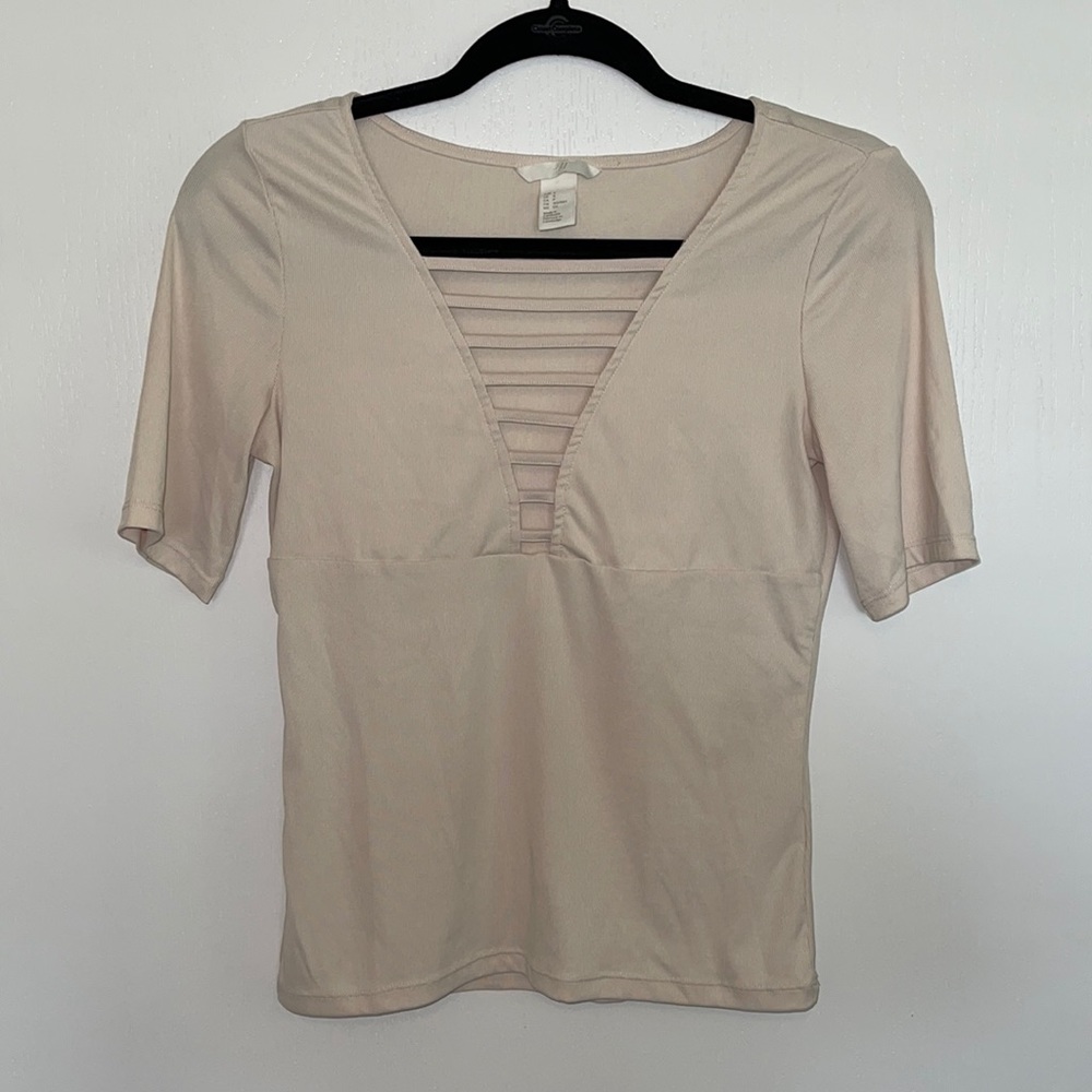 H&M Cage Front Deep V Tee
